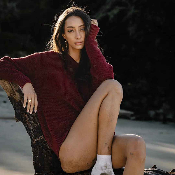 Skoki Organic Cotton Sweater|Burgundy