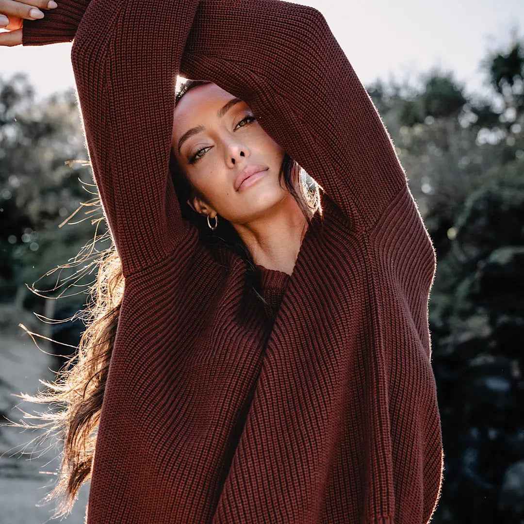 Skoki Organic Cotton Sweater | Chocolate